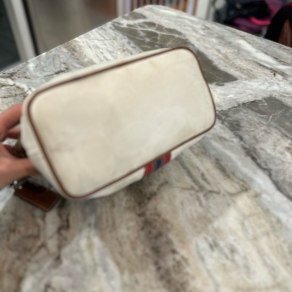 EUC RARE coach signature striped canvas in cream; - Picture 6 of 7